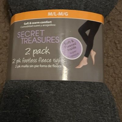 Brand New Secret Treasures 2 Pack Footless Fleece Tights M/L